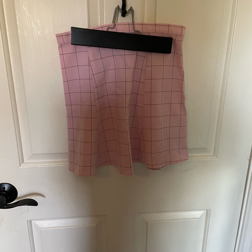 american apparel pink grid skirt